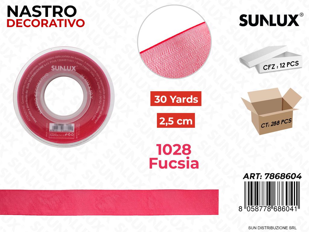 Nastro Decorativo ORG.1028 Fucsia 30Y*2.5CM