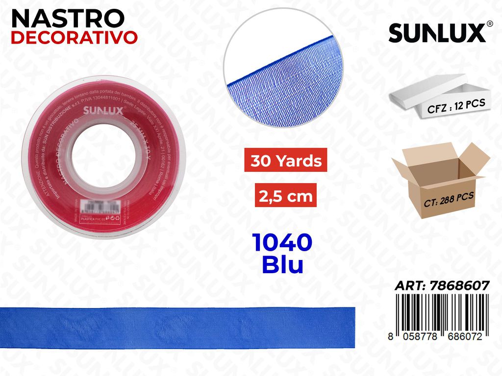 Nastro Decorativo Org. 1040 Blu 30Y*2.5CM