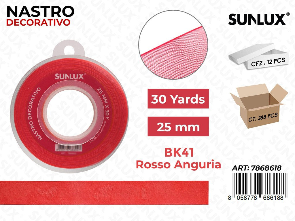 Nastro Decorativo Org. BK41-260 Rosso Ang. 30Y*25MM