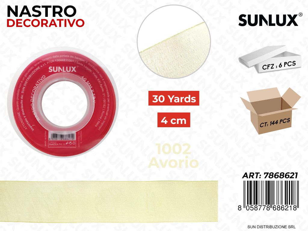 Nastro Decorativo Org. 1002 Avorio 30Y*4CM