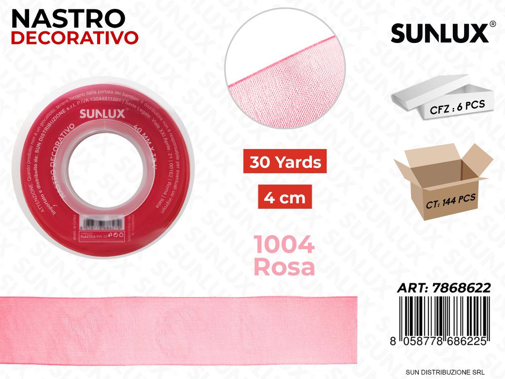 Nastro Decorativo Org. 1004 Rosa 30Y*4CM