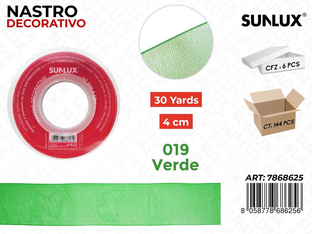 Nastro Decorativo Org. 019 Verde 30Y*4CM