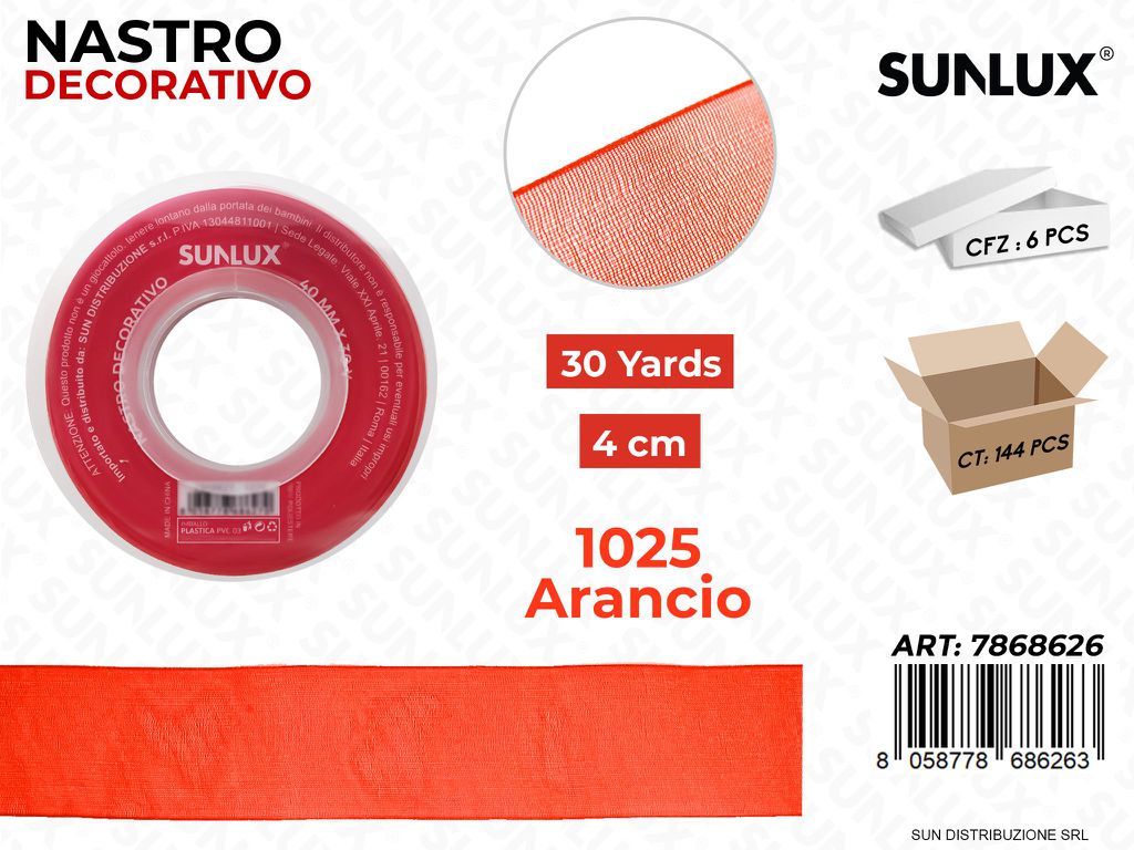 Nastro Decorativo Org. 1025 Arancio 30Y*4CM