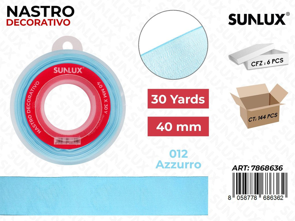 Nastro Decorativo Org. 012 Azzurro 30Y*4CM