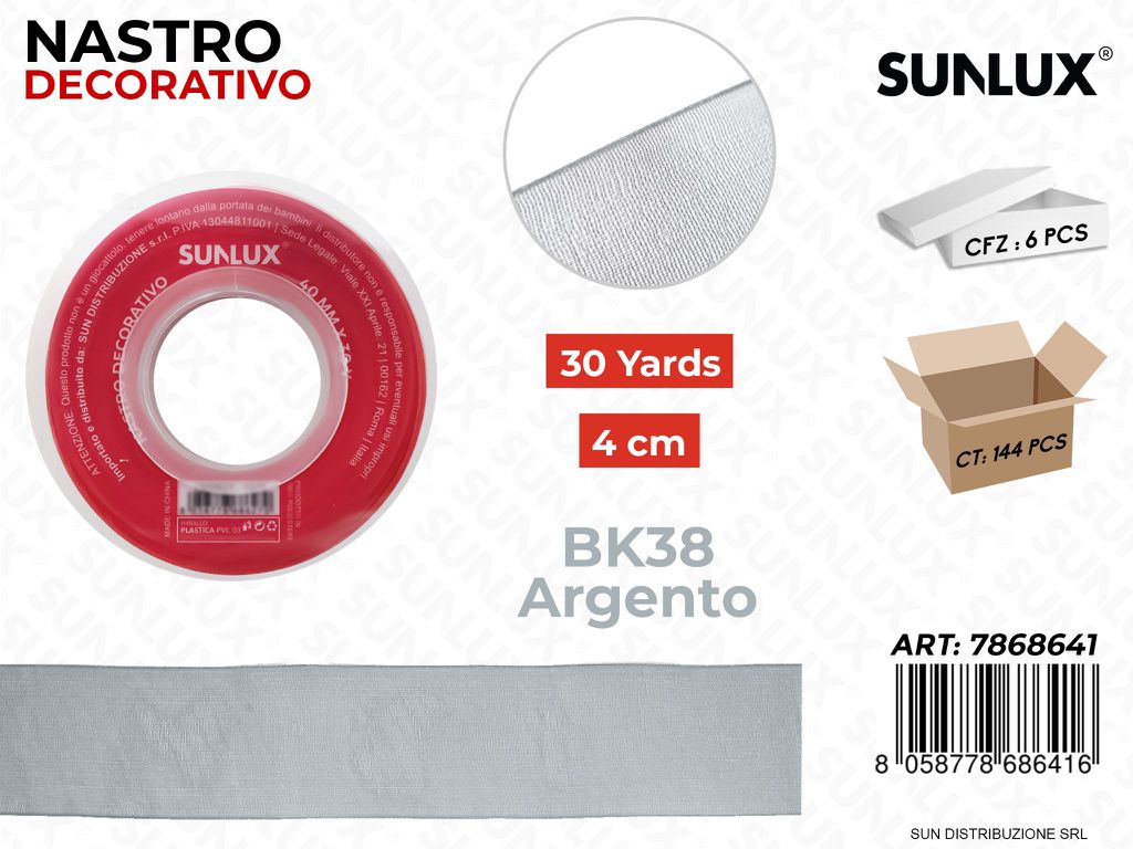 Nastro Decorativo Org. BK38 Arg. 30Y*4CM