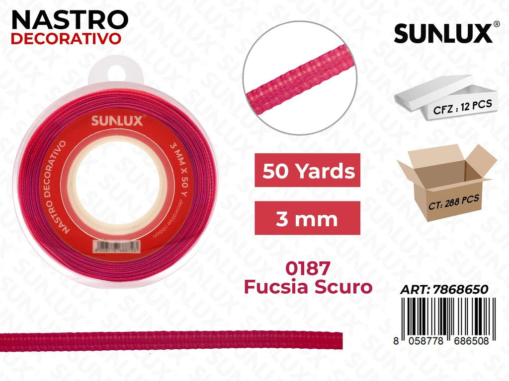 Nastro di Raso 0187 Fucsia Scuro 50Y*0.3CM