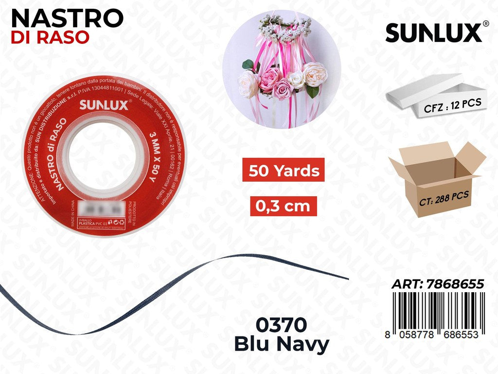 Nastro di Raso 0370 Blu Navy 50Y*0.3CM