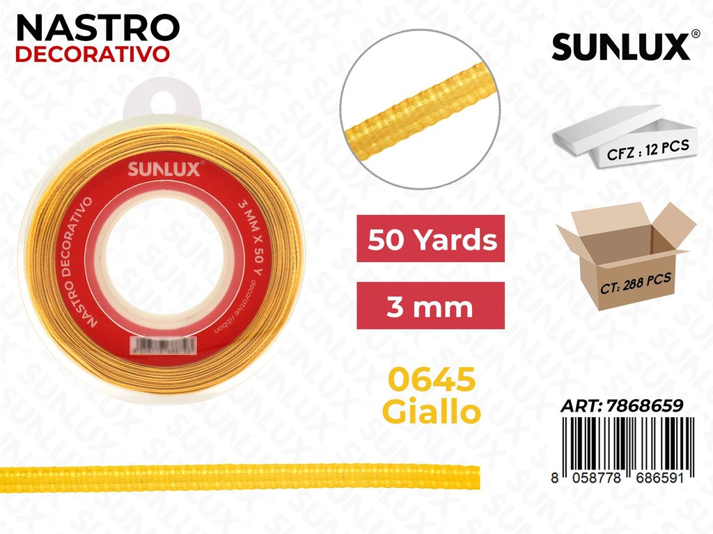 Nastro di Raso 0645 Giallo 50Y*0.3CM
