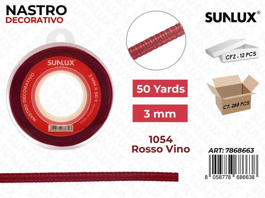 Nastro di Raso 1054 Rosso Vino 50Y*0.3CM