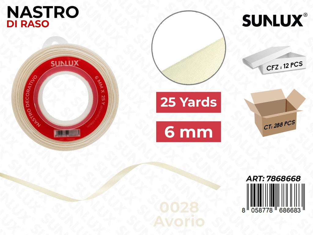 Nastro di Raso 0028 Avorio 25Y*6MM