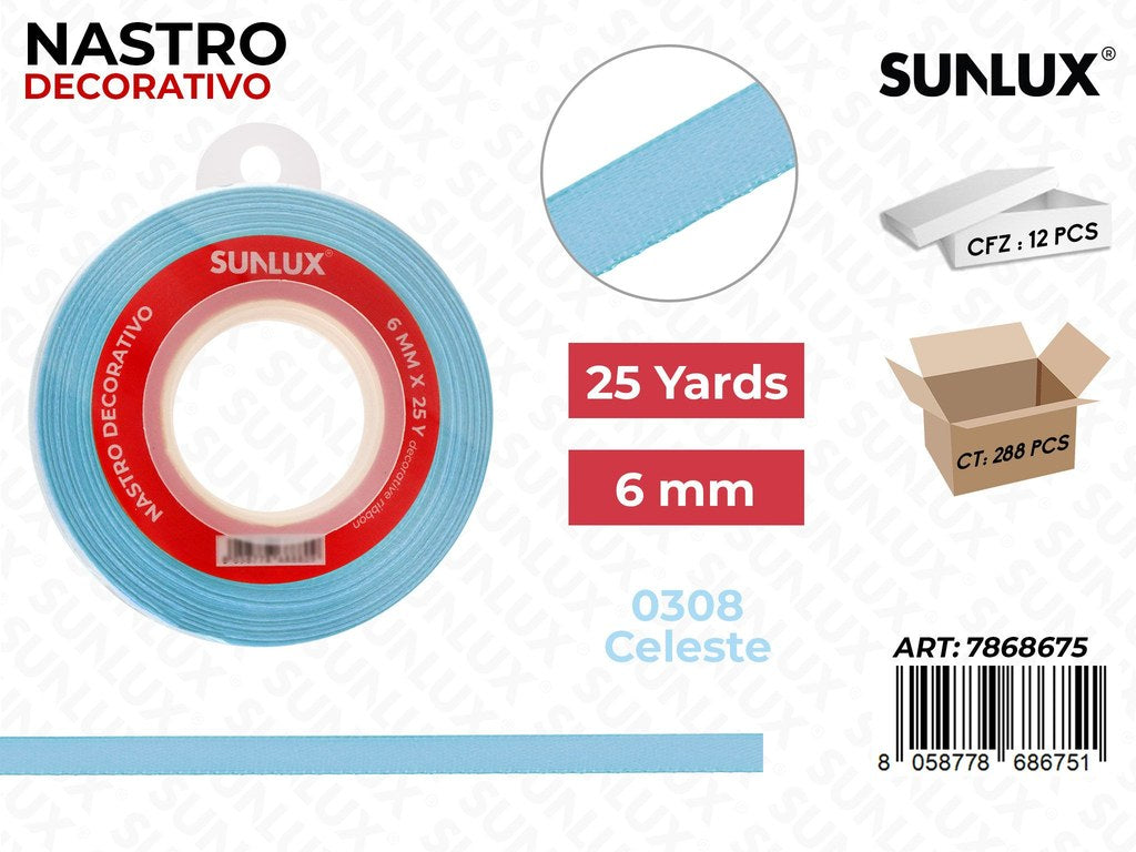 Nastro di Raso 0308 Celeste 25Y*0.6CM