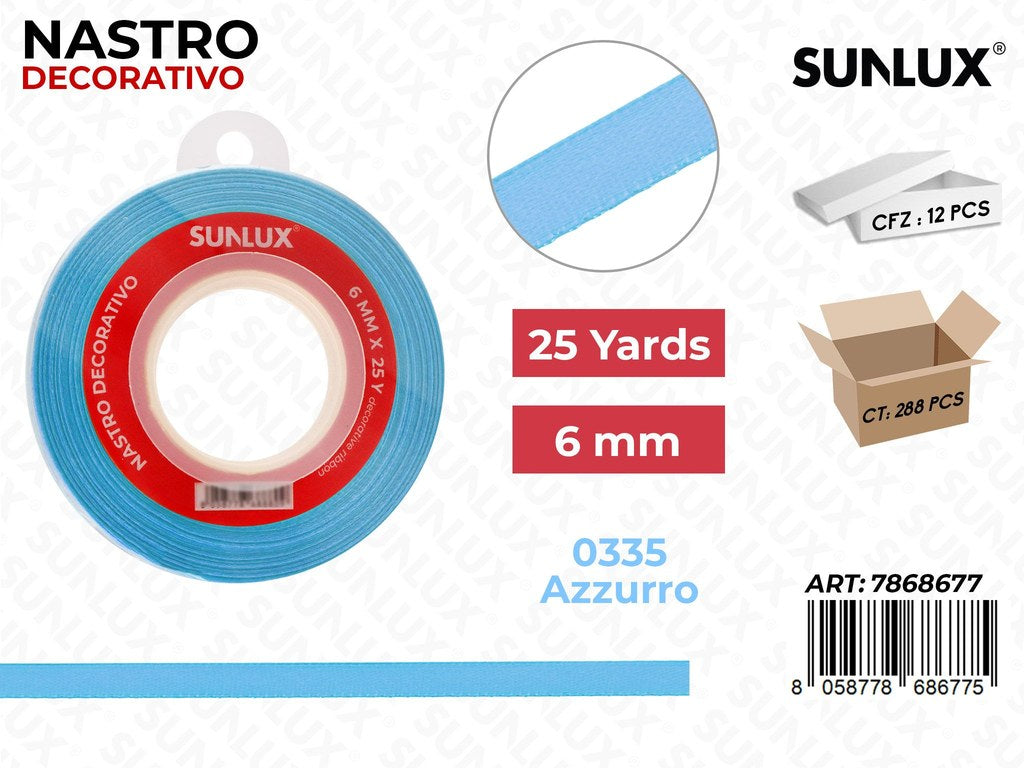Nastro di Raso 0335 Azzurro 25Y*0.6CM
