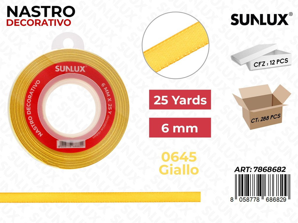 Nastro di Raso 0645 Giallo 25Y*0.6CM