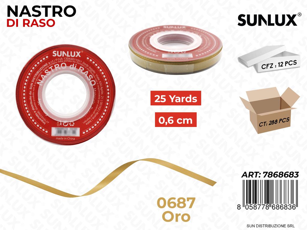 Nastro di Raso 0687 Oro 25Y*0.6CM