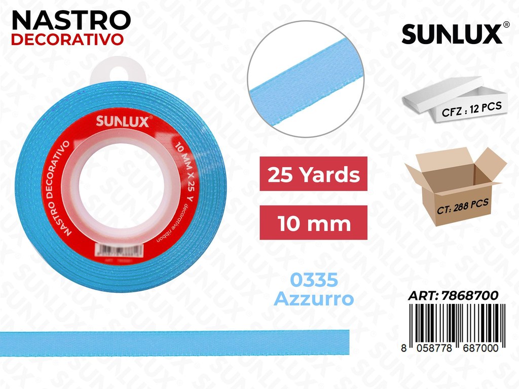 Nastro di Raso 0335 Azzurro 25Y*1CM