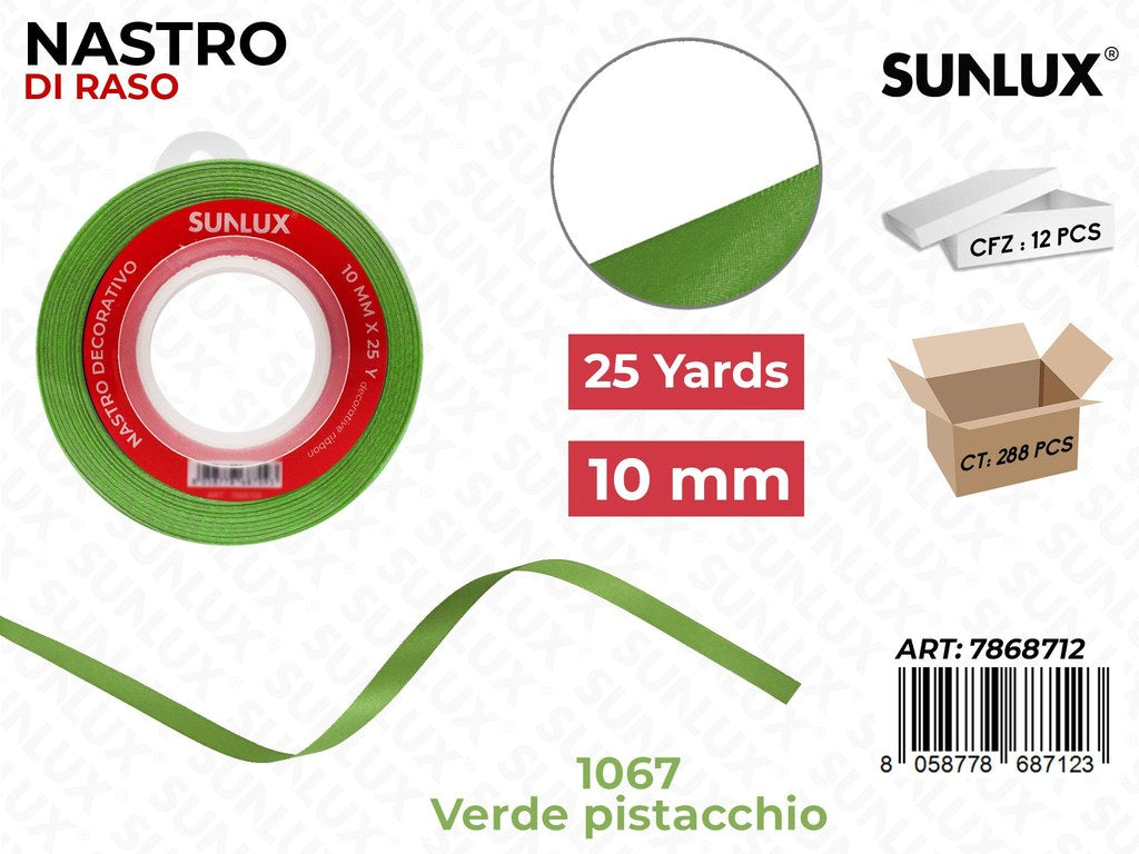 Nastro di Raso 1067 Verde Pistacchio 25Y*1CM