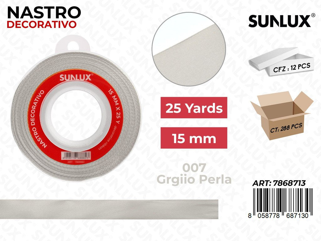 Nastro di Raso 007 Grigio Perla 25Y*1.5CM