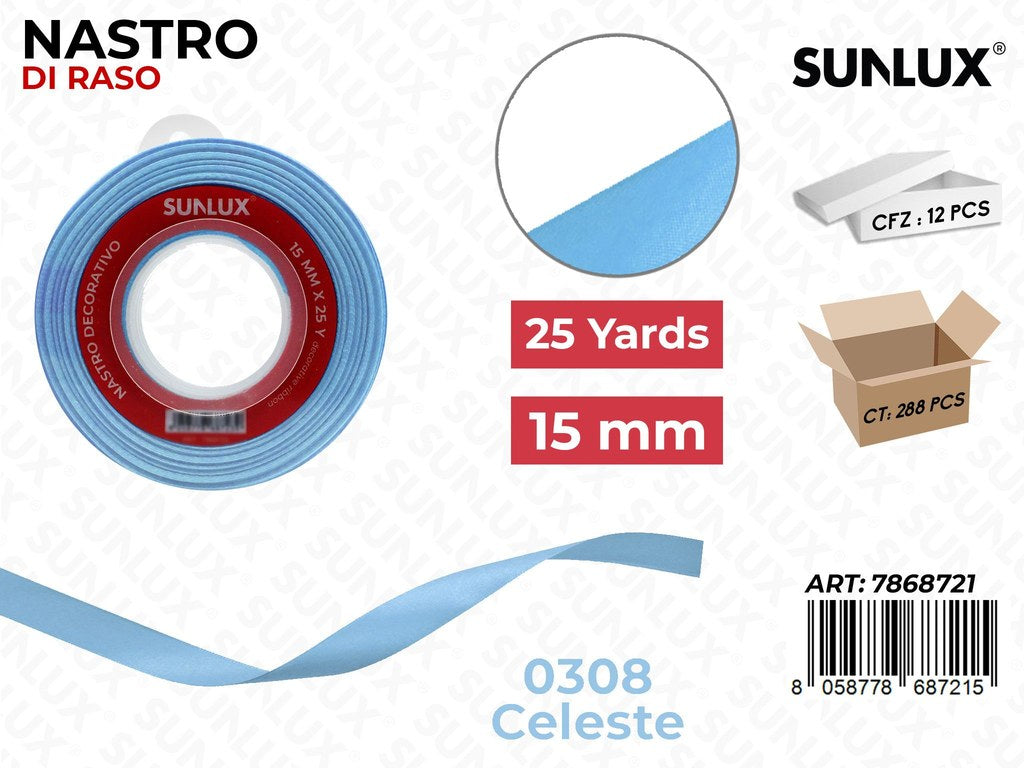 Nastro di Raso 0308 Celeste 25Y*1.5CM