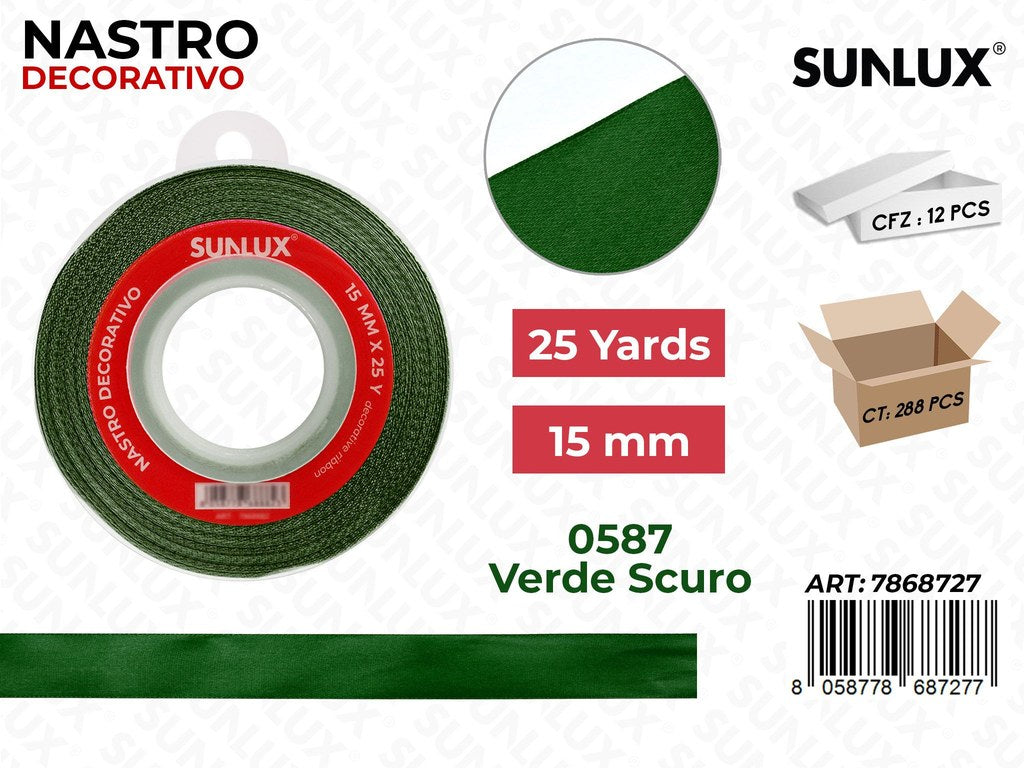 Nastro di Raso 0587 Verde Scuro 25Y*1.5CM