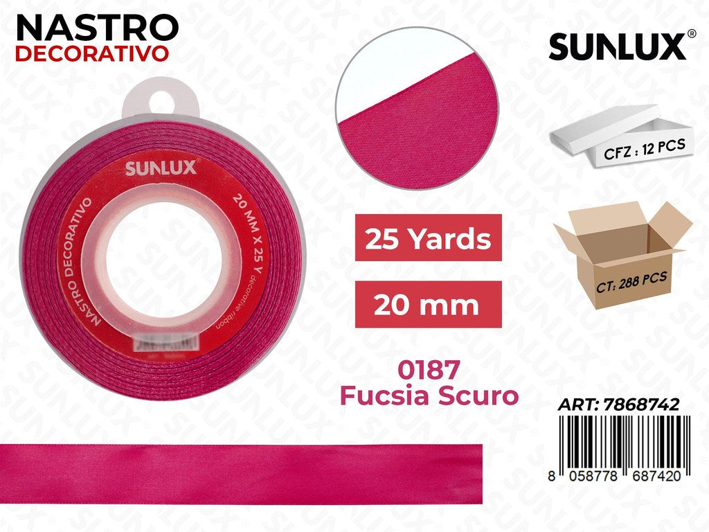 Nastro di Raso 0187 Fucsia Scuro 25Y*2CM