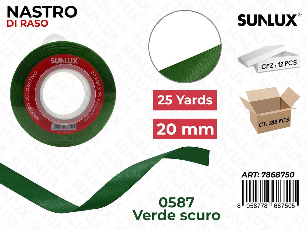 Nastro di Raso 0587 Verde Scuro 25Y*2CM