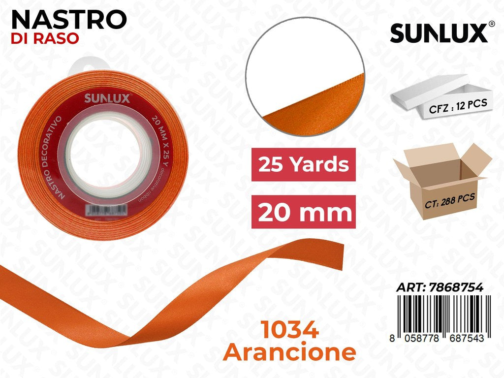 Nastro di Raso 1034 Arancione 25Y*2CM