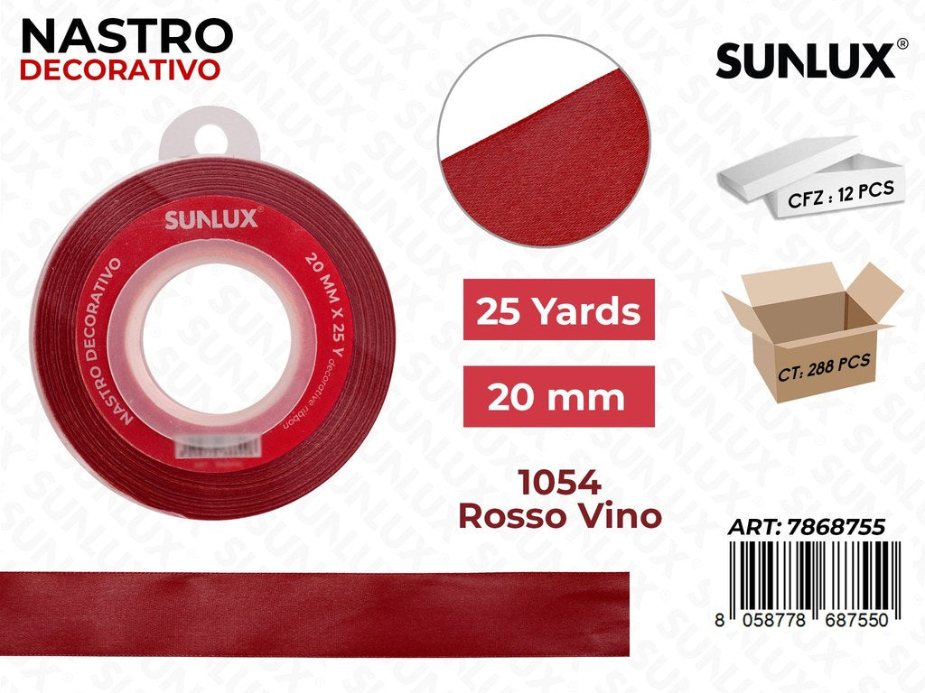 Nastro di Raso 1054 Rosso Vino 25Y*2CM