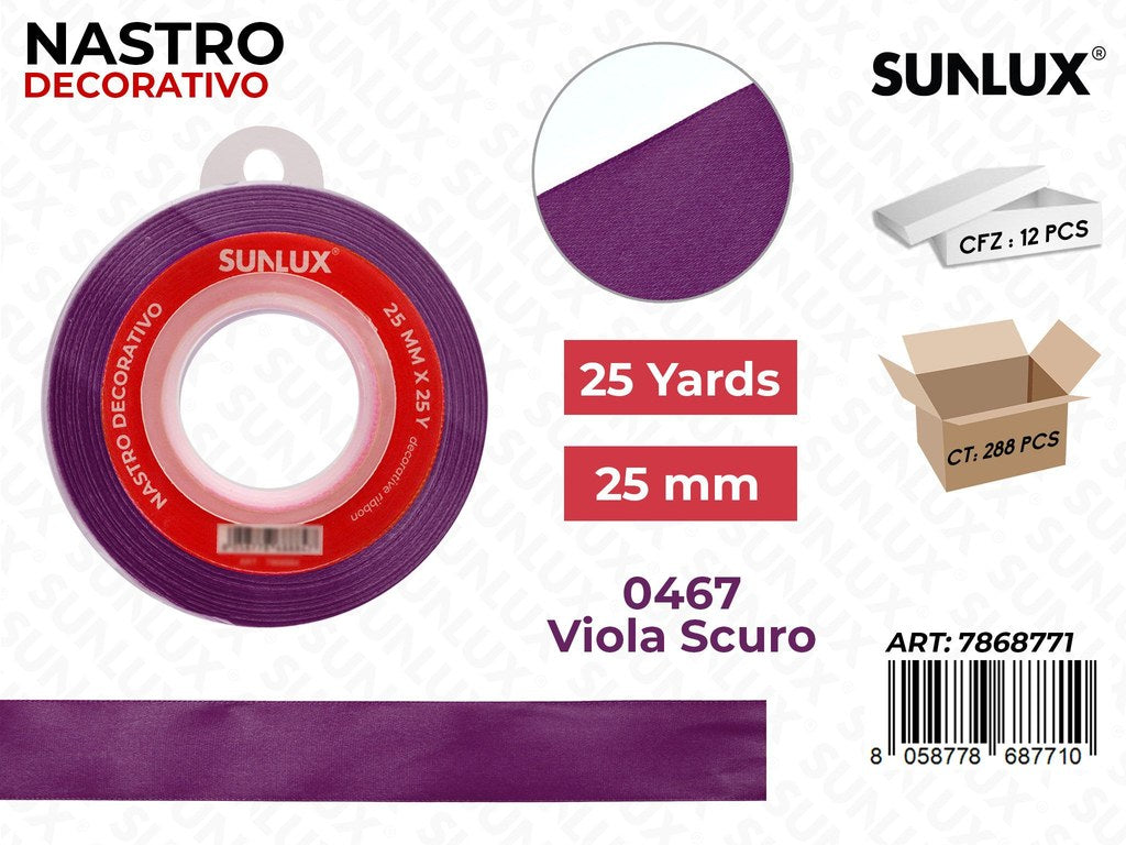 Nastro di Raso 0467 Viola Scuro 25Y*2.5CM