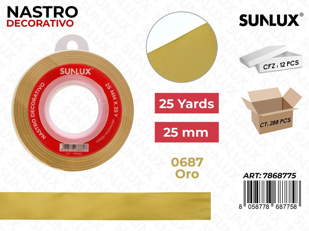 Nastro di Raso 0687 Oro 25Y*2.5CM