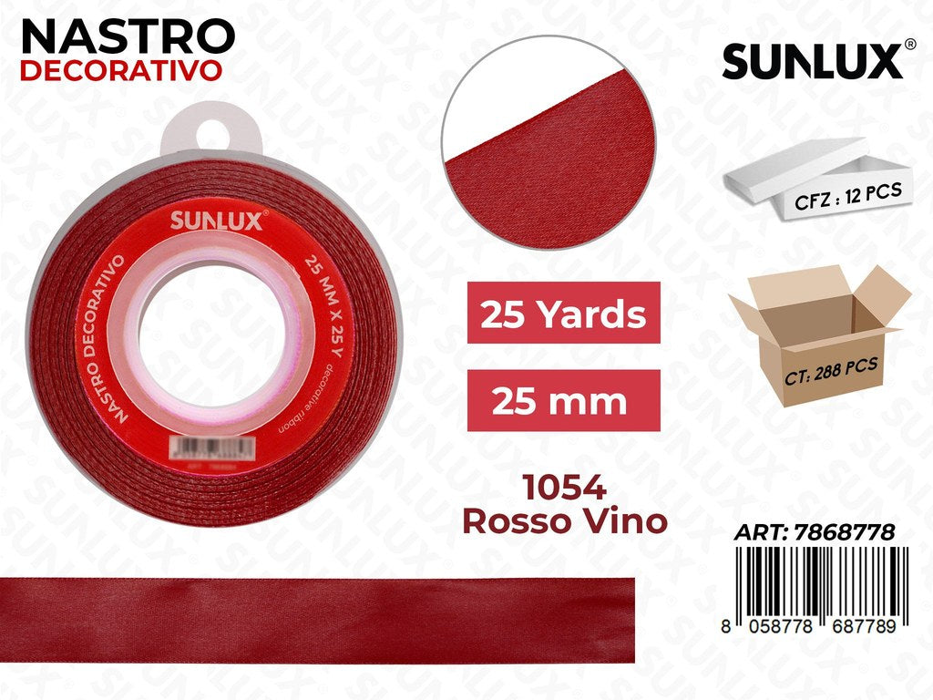 Nastro di Raso 1054 Rosso Vino 25Y*2.5CM