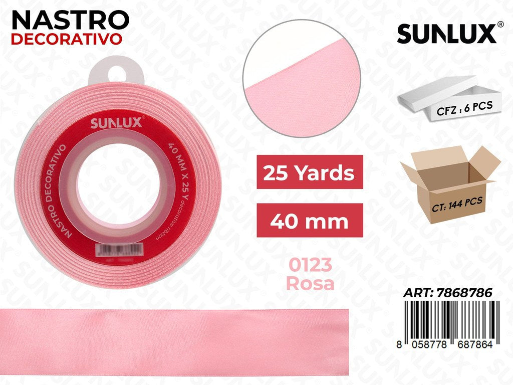 Nastro di Raso 0123 Rosa 25Y*4CM