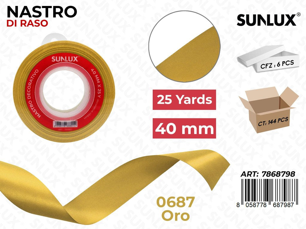 Nastro di Raso 0687 Oro 25Y*4CM