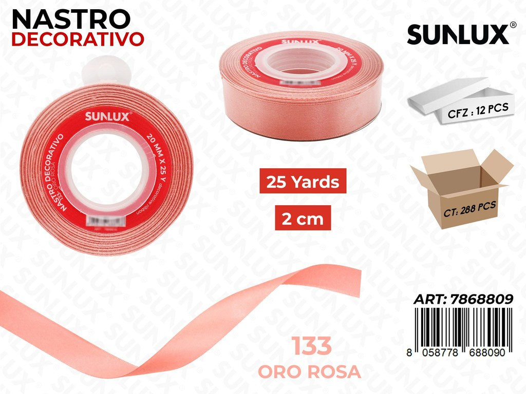 Nastro Dec. Raso 133 Oro Rosa 25Y*2CM