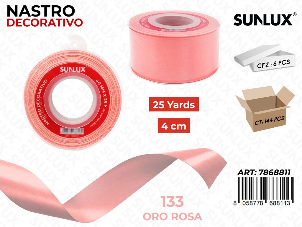 Nastro Dec. Raso 133 Oro Rosa 25Y*4CM