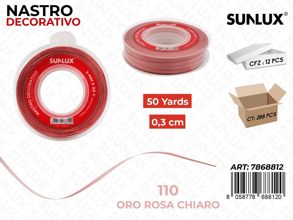 Nastro Dec. Raso 110 Oro Rosa Ch. 50Y*0.3CM