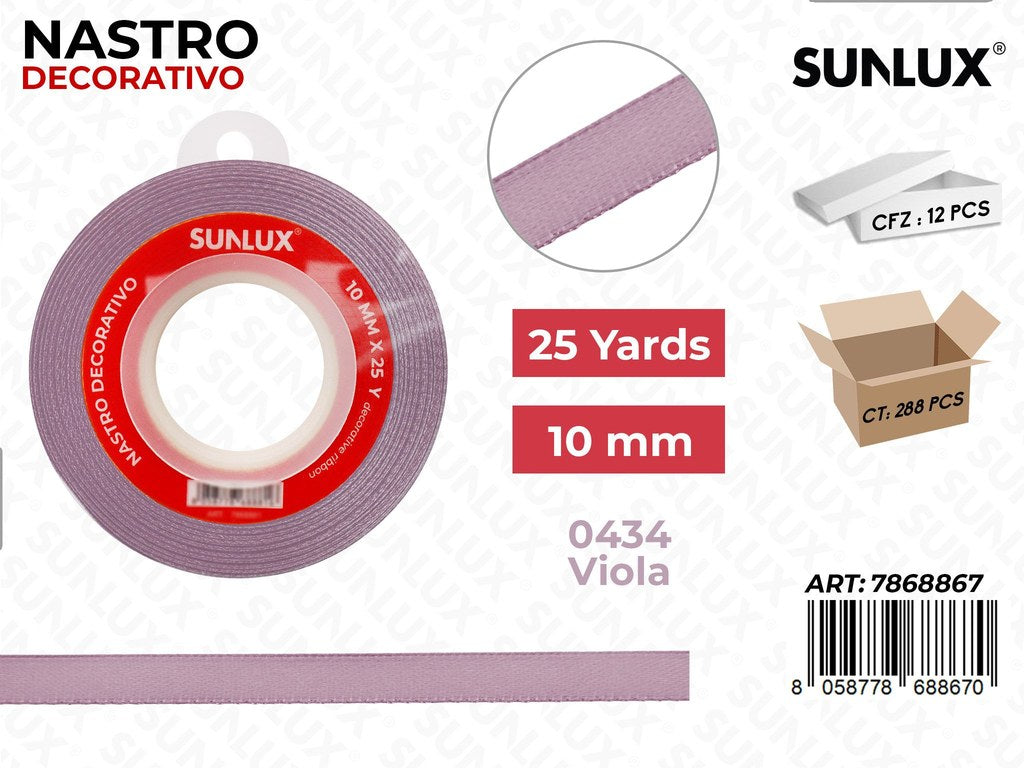 Nastro Decorativo Raso 0434 Viola 25Y*10MM