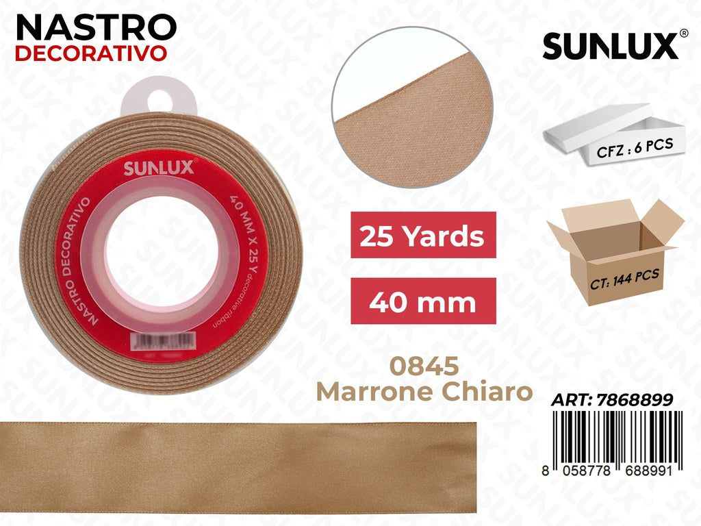Nastro Decorativo Raso 0845 Marr. Ch. 25Y*40MM