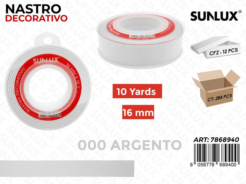 Sunlux Nastro Dec. Argento 000 16MM*10Y