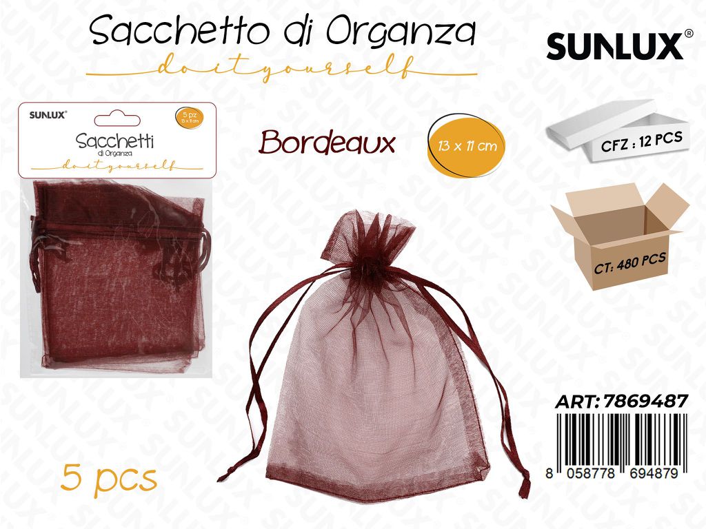 Sunlux Sacchetto Organza Bordeaux 5PCS 11*13CM