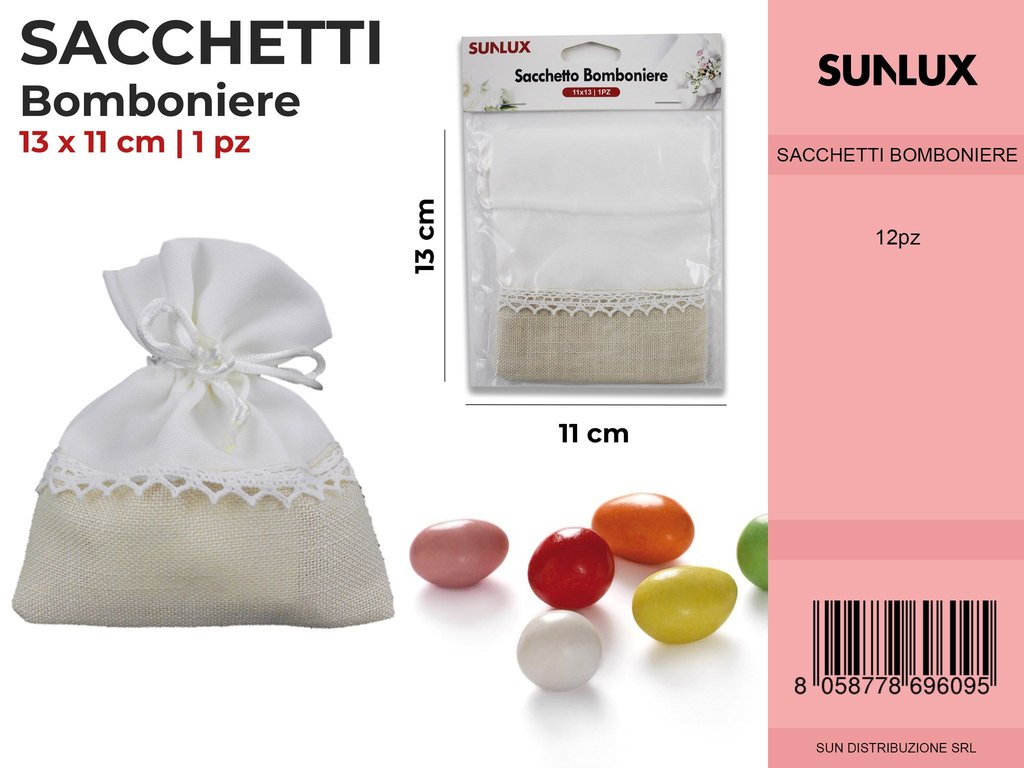Sacchetto Bomboniere Bianco-avana 11*13CM