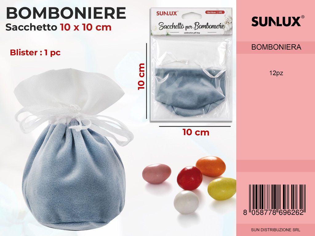 Sacchetto Bomboniere Celeste 10*10CM
