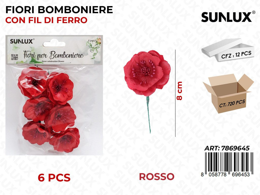 Fiori Bomb. Rosso 6PCS 8CM