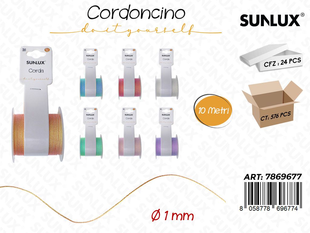 Sunlux Cordoncinio Col. Ass. 1MM*10MT