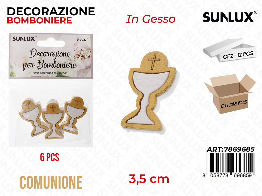 Sunlux Dec. Bomb. Gesso Comunione 6 Pcs 3.5CM