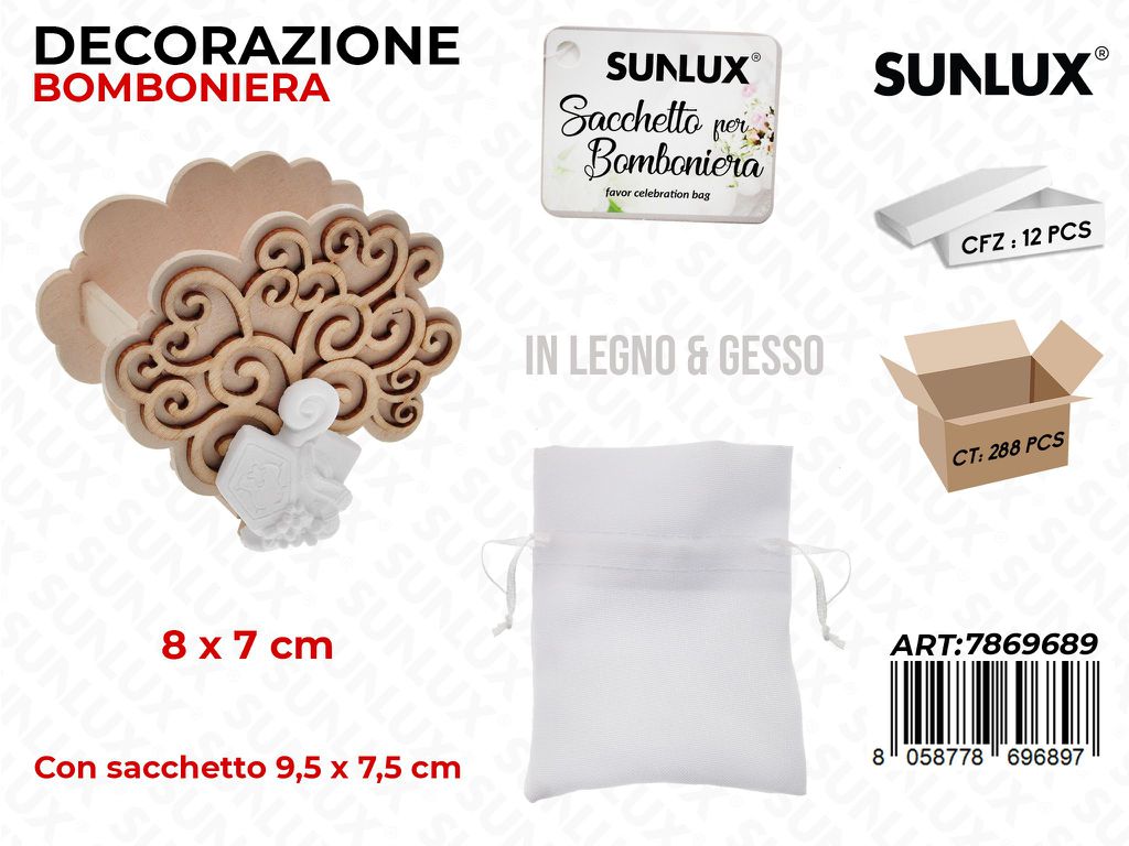 Sunlux Scatolina Bomb. Legno c/SACC. Cresima 8*7CM