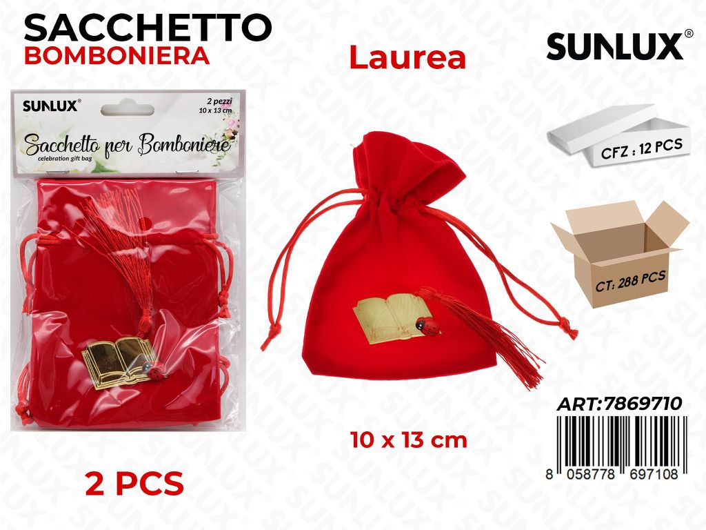 Sunlux Sacchetto Bomb. Laurea 2PCS D.10*13CM/ Pz da 12