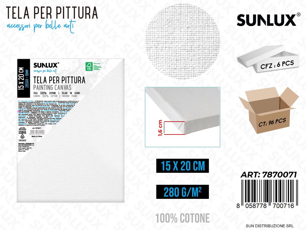 Tela per Pittura 15*20CM 16MM 280GR