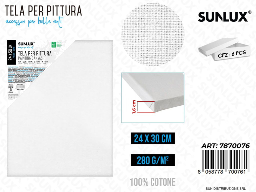 Tela per Pittura 24*30CM 16MM 280GR