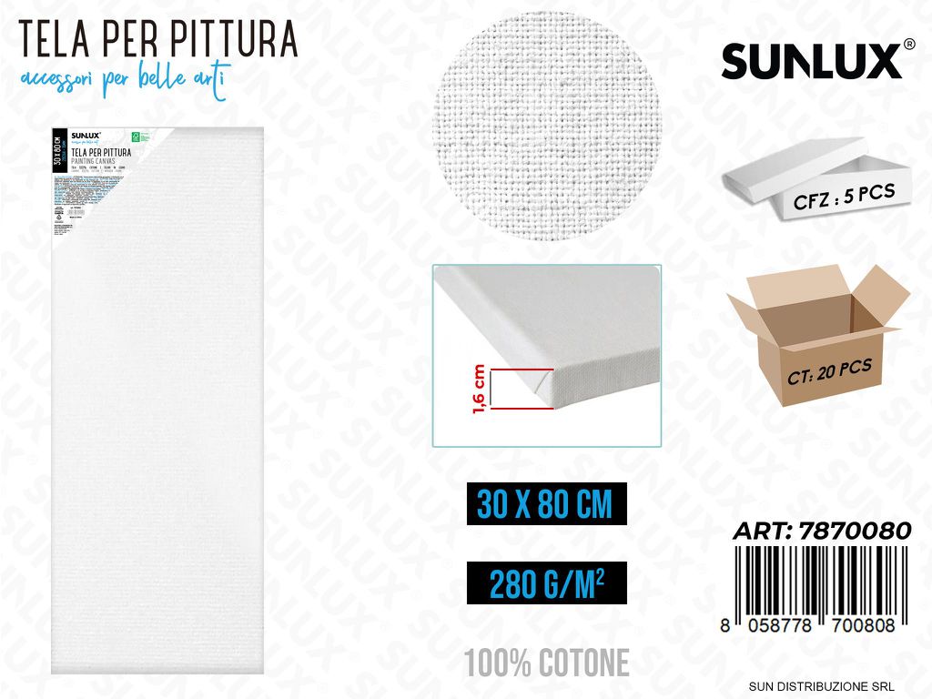 Tela per Pittura 30*80 Cm 16MM 280GR