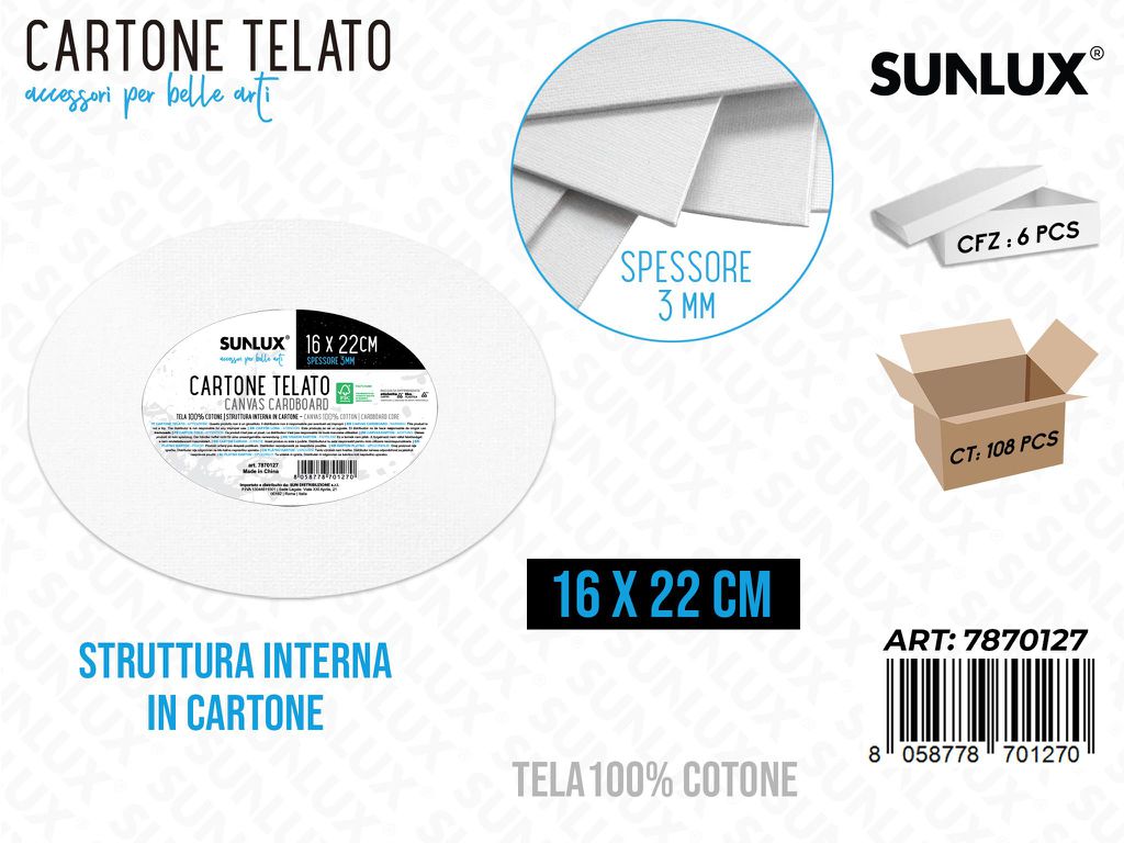 Cartone Telato Ovale 16*22CM*3MM